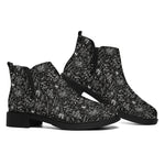 Motorcycle Words Pattern Print Flat Ankle Boots
