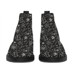 Motorcycle Words Pattern Print Flat Ankle Boots