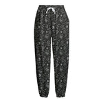 Motorcycle Words Pattern Print Fleece Lined Knit Pants