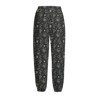 Motorcycle Words Pattern Print Fleece Lined Knit Pants