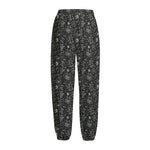 Motorcycle Words Pattern Print Fleece Lined Knit Pants