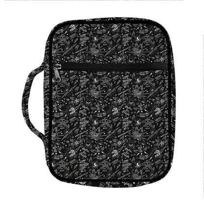 Motorcycle Words Pattern Print Front Pocket Bible Bag