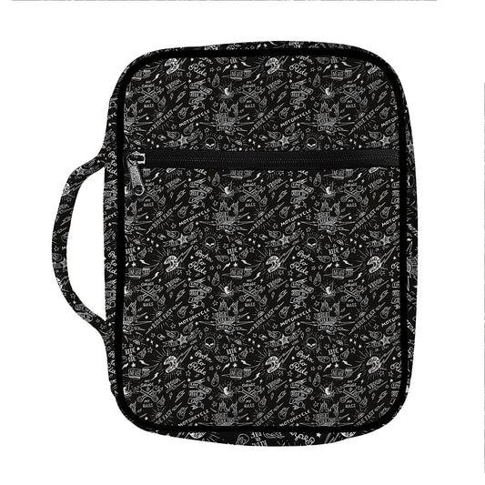 Motorcycle Words Pattern Print Front Pocket Bible Bag