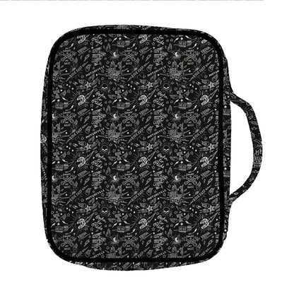 Motorcycle Words Pattern Print Front Pocket Bible Bag
