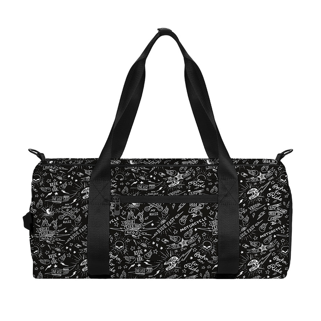 Motorcycle Words Pattern Print Gym Bag
