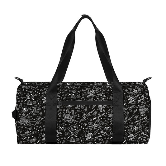 Motorcycle Words Pattern Print Gym Bag