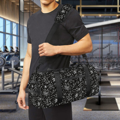Motorcycle Words Pattern Print Gym Bag