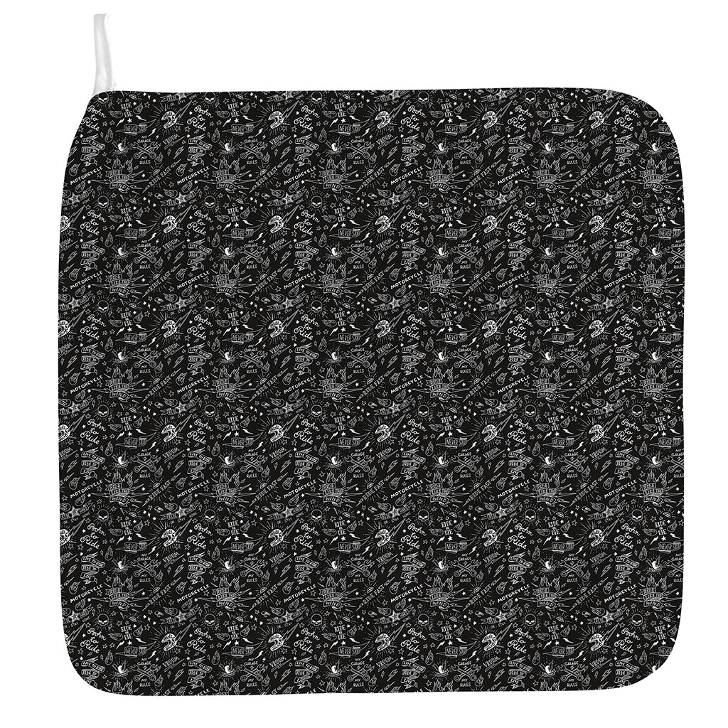 Motorcycle Words Pattern Print Hand Towel