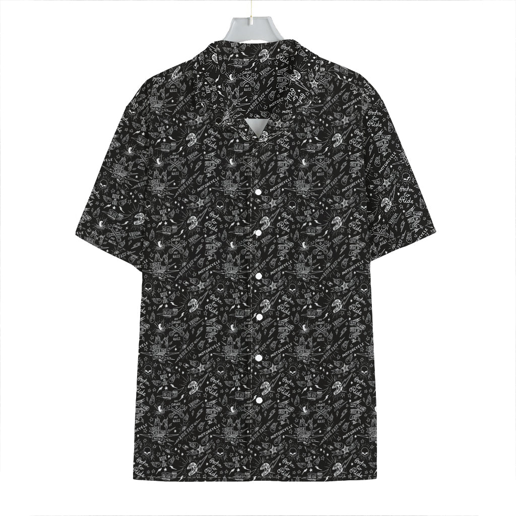 Motorcycle Words Pattern Print Hawaiian Shirt