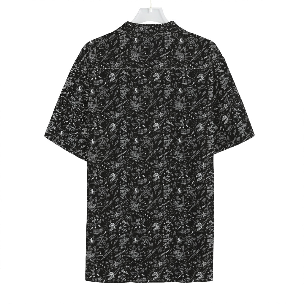 Motorcycle Words Pattern Print Hawaiian Shirt