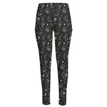 Motorcycle Words Pattern Print High-Waisted Pocket Leggings