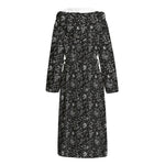 Motorcycle Words Pattern Print Hooded Bathrobe
