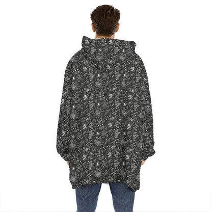 Motorcycle Words Pattern Print Hoodie Blanket