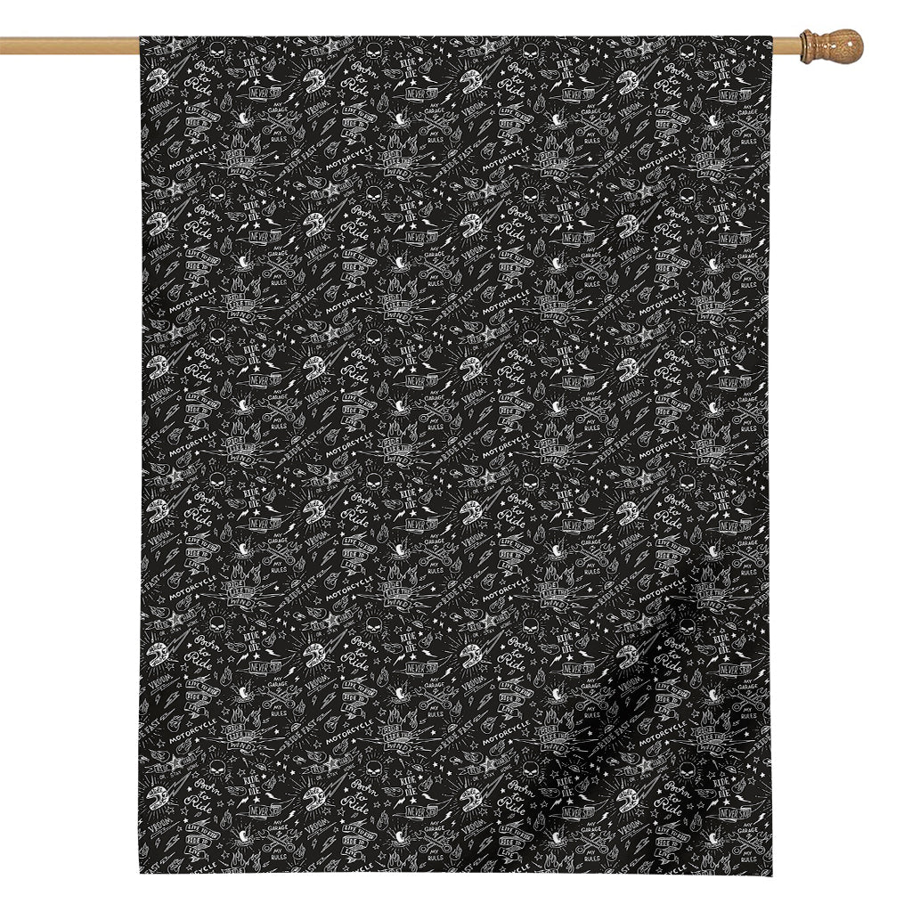 Motorcycle Words Pattern Print House Flag