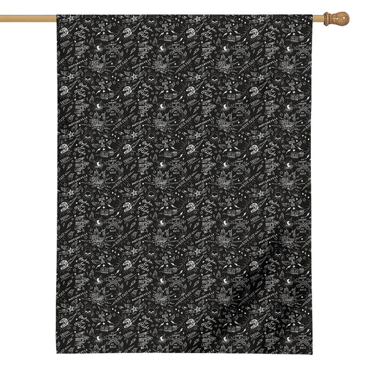 Motorcycle Words Pattern Print House Flag