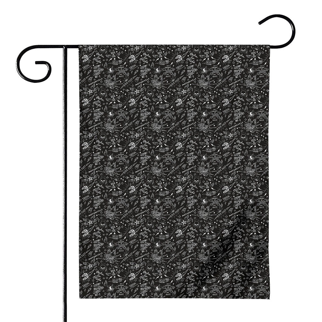 Motorcycle Words Pattern Print House Flag