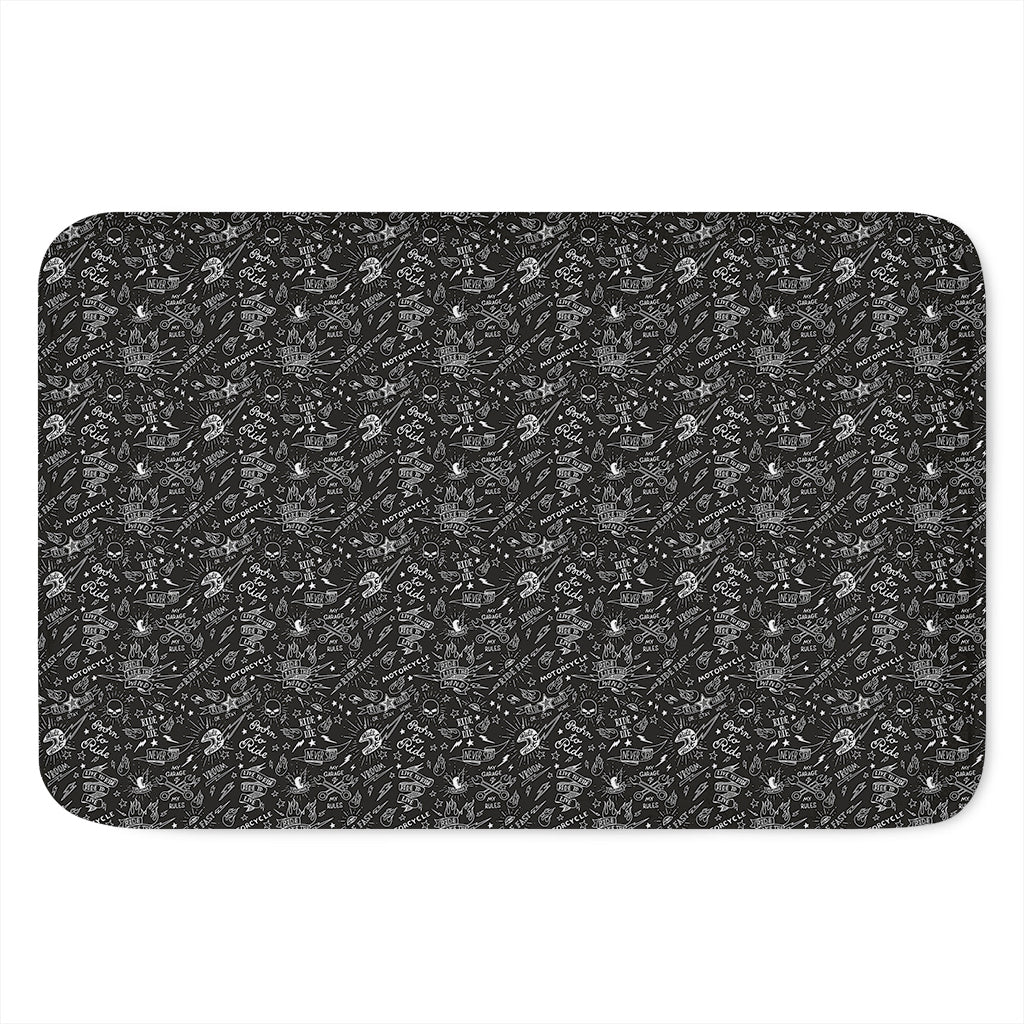 Motorcycle Words Pattern Print Indoor Door Mat