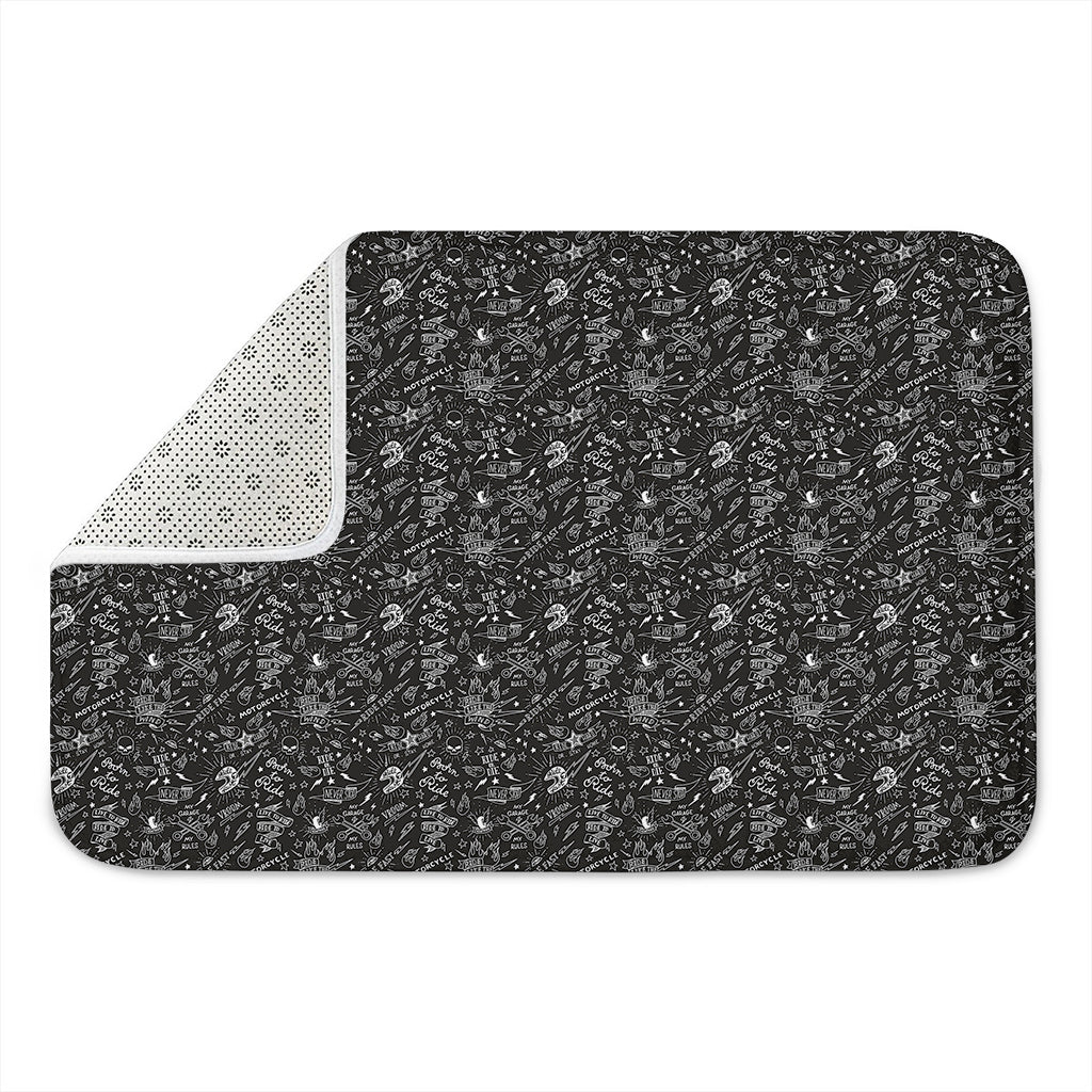 Motorcycle Words Pattern Print Indoor Door Mat