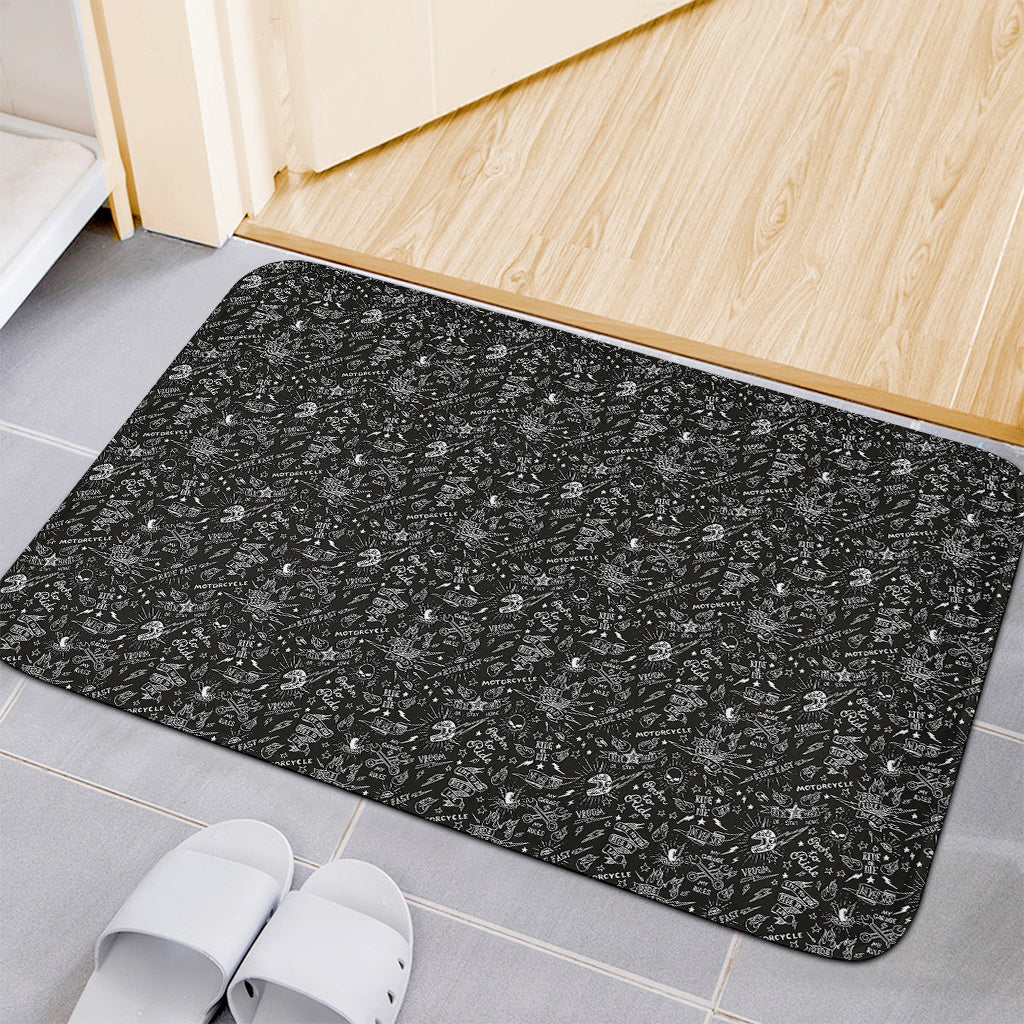Motorcycle Words Pattern Print Indoor Door Mat