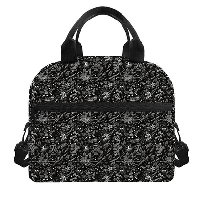 Motorcycle Words Pattern Print Insulated Lunch Bag