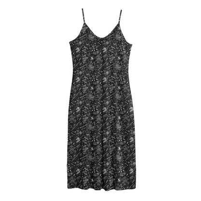 Motorcycle Words Pattern Print Jersey Midi Cami Dress