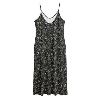 Motorcycle Words Pattern Print Jersey Midi Cami Dress