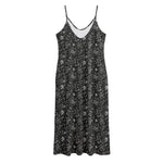 Motorcycle Words Pattern Print Jersey Midi Cami Dress