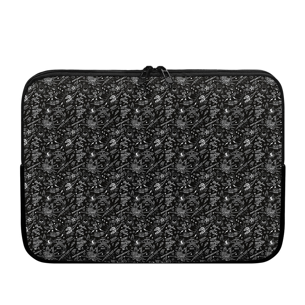 Motorcycle Words Pattern Print Laptop Sleeve
