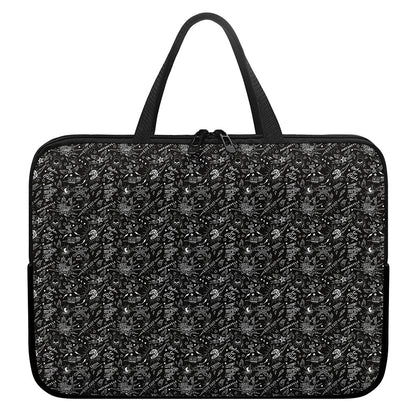 Motorcycle Words Pattern Print Laptop Sleeve With Handle