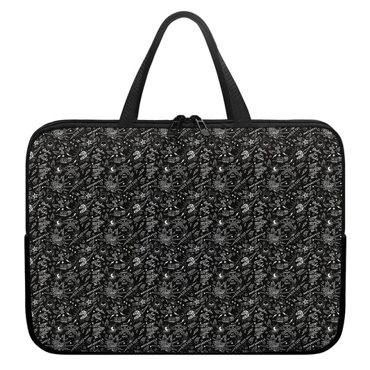 Motorcycle Words Pattern Print Laptop Sleeve With Handle