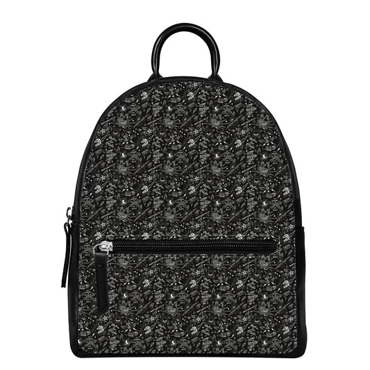 Motorcycle Words Pattern Print Leather Backpack