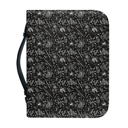 Motorcycle Words Pattern Print Leather Bible Cover