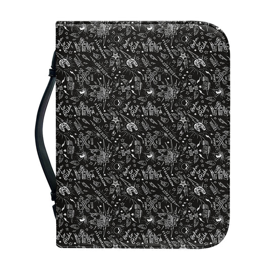 Motorcycle Words Pattern Print Leather Bible Cover