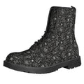 Motorcycle Words Pattern Print Lace-Up Boots