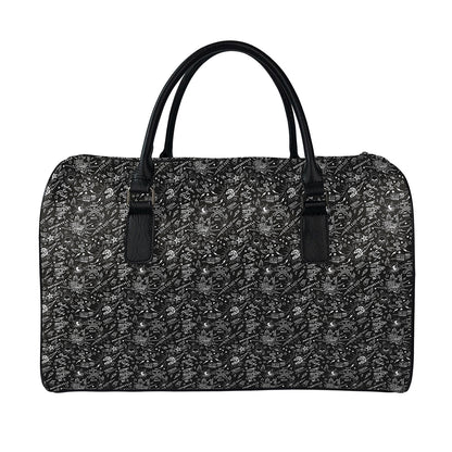 Motorcycle Words Pattern Print Leather Duffle Bag