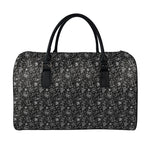 Motorcycle Words Pattern Print Leather Duffle Bag