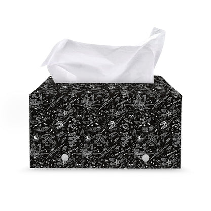 Motorcycle Words Pattern Print Leather Tissue Box Cover