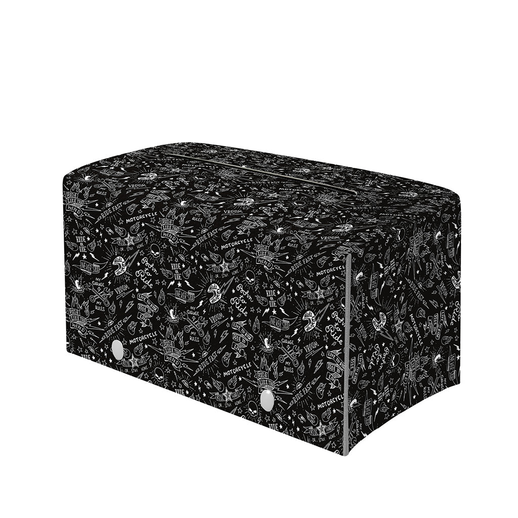 Motorcycle Words Pattern Print Leather Tissue Box Cover