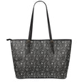 Motorcycle Words Pattern Print Leather Tote Bag With Zipper