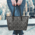 Motorcycle Words Pattern Print Leather Tote Bag
