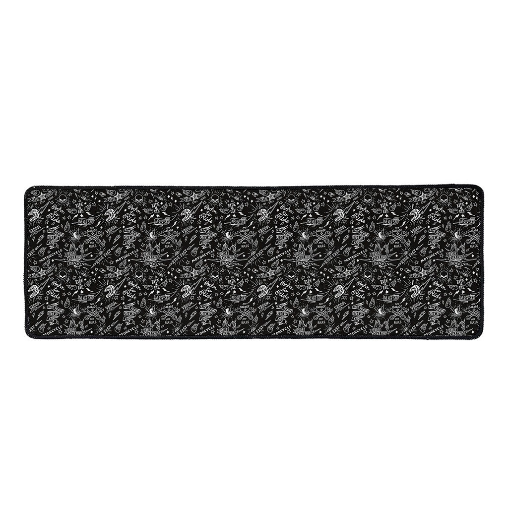 Motorcycle Words Pattern Print Long Kitchen Mat
