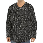 Motorcycle Words Pattern Print Long Sleeve Baseball Jersey