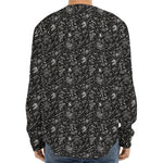 Motorcycle Words Pattern Print Long Sleeve Baseball Jersey