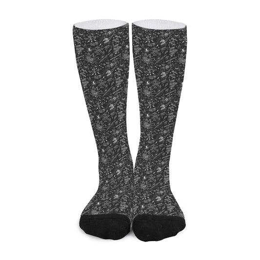 Motorcycle Words Pattern Print Long Socks
