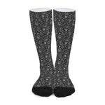 Motorcycle Words Pattern Print Long Socks