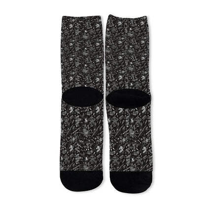 Motorcycle Words Pattern Print Long Socks