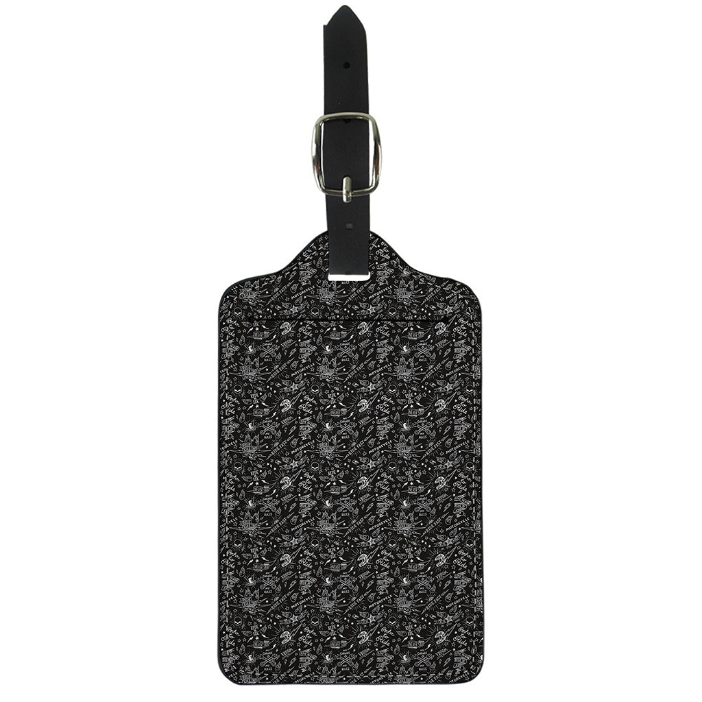Motorcycle Words Pattern Print Luggage Tag