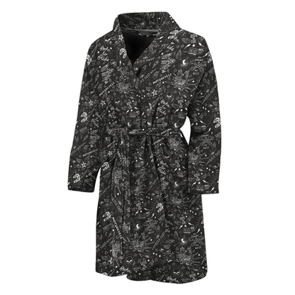 Motorcycle Words Pattern Print Men's Bathrobe