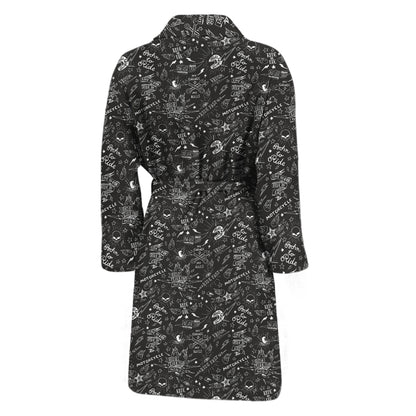 Motorcycle Words Pattern Print Men's Bathrobe