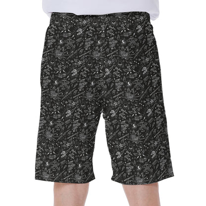 Motorcycle Words Pattern Print Men's Beach Shorts